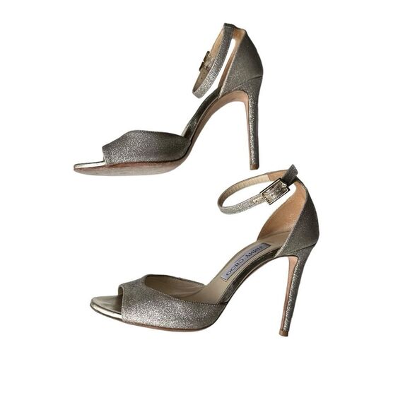 Jimmy Choo Annie 85mm Glitter Sandals Platinum Ice Size 37 - Picture 5 of 11